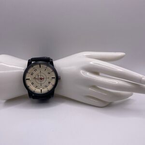 DADE Men's Quartz White Compass Stainless Steel Wrist Watch